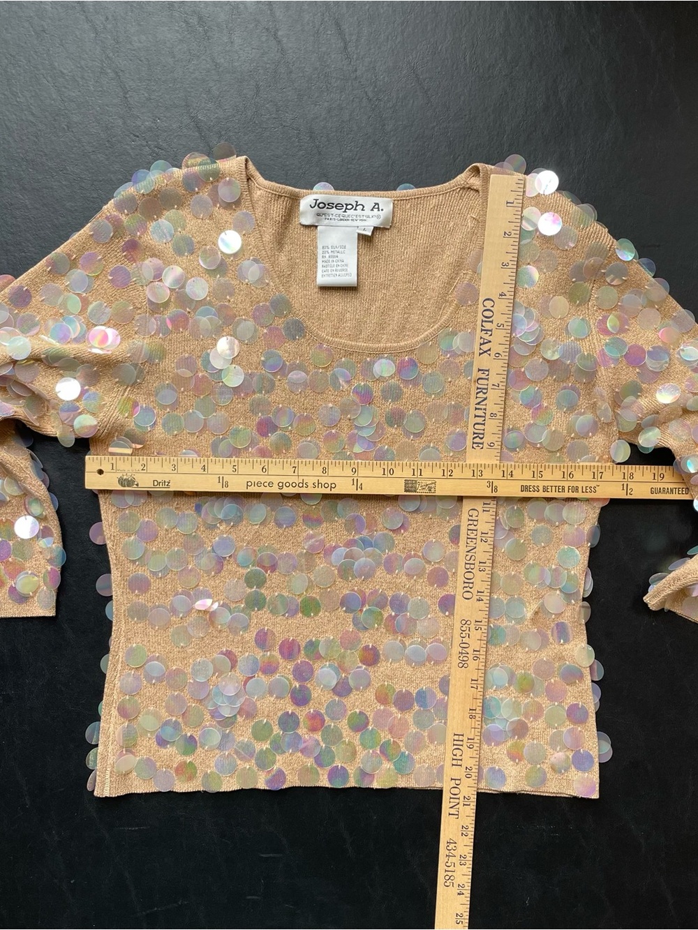 Joseph A. Knit Top with Iridescent Sequins - Picture 3 of 5